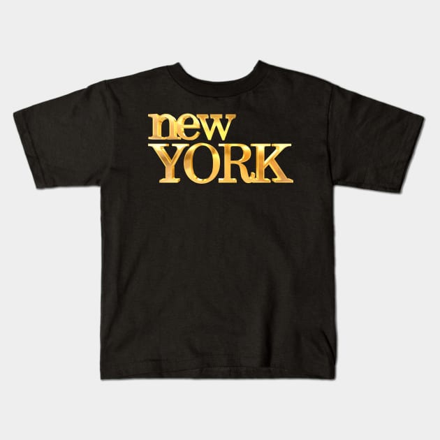 New York | Gold | Pop Art Kids T-Shirt by williamcuccio